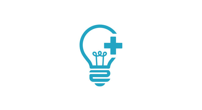 Blue light bulb icon with plus symbol for addition.
