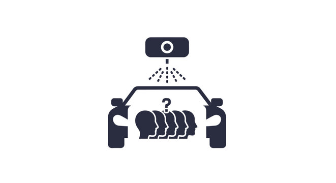 Car wash icon with multiple passenger profiles inside vehicle