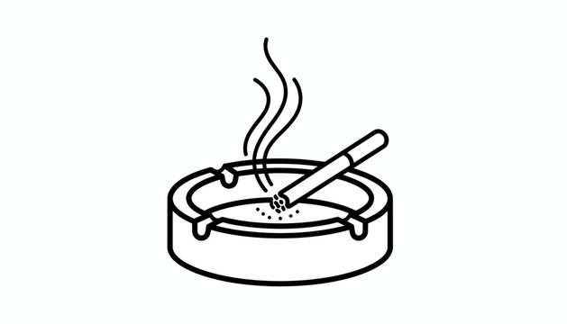 Smoking, cigarette, ashtray, icon, line art, black, illustration, vector, smoking symbol, ashtray icon