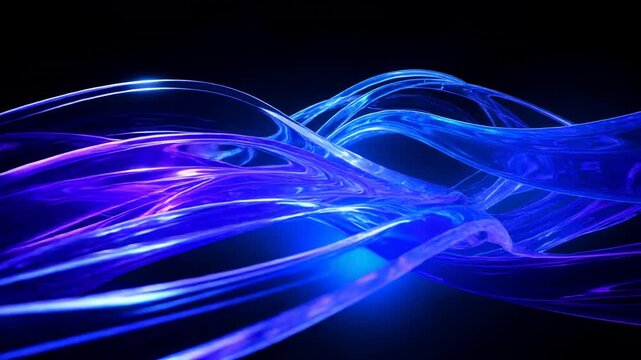 Abstract Blue Purple Liquid Glass Wave Motion Background