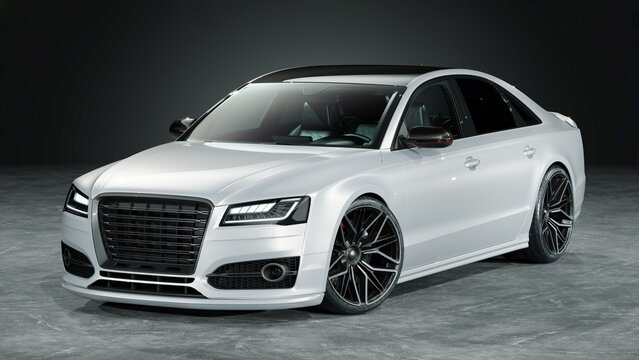 Germany &ndash; May 2026: 3D render of 2017 Audi A8 luxury sedan 