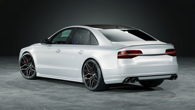 Germany &ndash; May 2026: 3D render of 2017 Audi A8 luxury sedan 