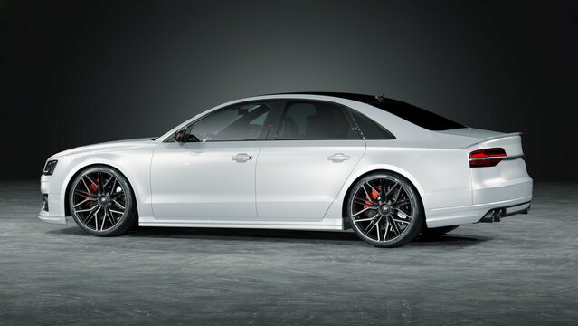Germany &ndash; May 2026: 3D render of 2017 Audi A8 luxury sedan 