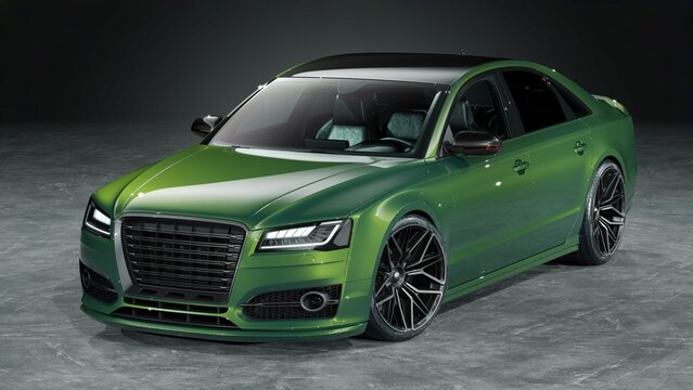 Germany &ndash; May 2026: 3D render of 2017 Audi A8 luxury sedan 