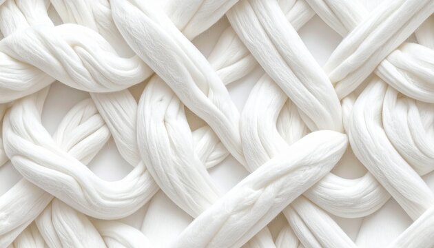Close-up seamless white felted wool texture with needle punch pattern in soft flat lay composition