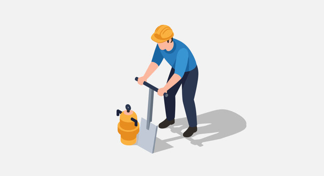 Construction worker operating a soil compactor machine.