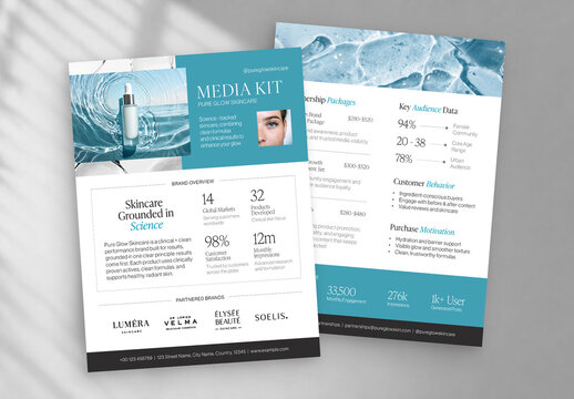 Media Kit Template For Brand Pitch Deck Layouts, Press Kit & Influencer Rate Card Designs
