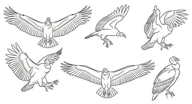 Condor Bird Poses and Flying Styles