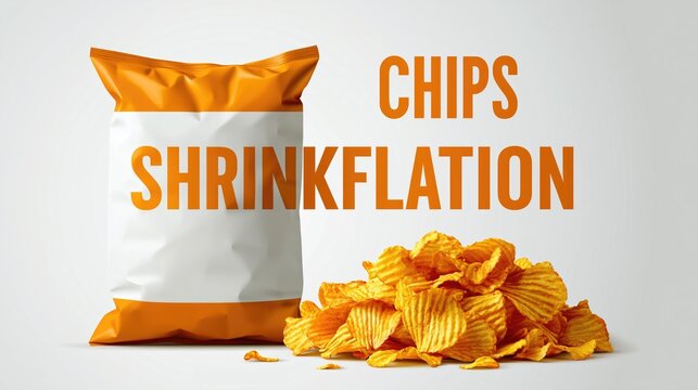 Illustrative example of shrinkflation: chips package volume and size remain relatively the same, the price is constant, but the actual amount of chips inside is less than before. Weight shrinks