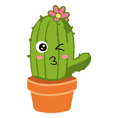 Cute cactus cartoon vector illustration element with fun animation style. © rokhmatulloh