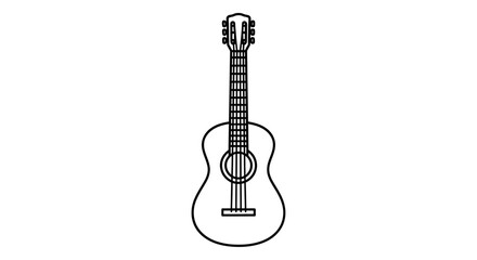 Fototapeta premium Minimalist black and white acoustic guitar line art icon