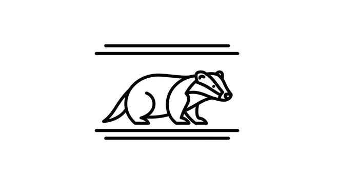 Stylized Line Art Illustration of a Badger with Parallel Lines