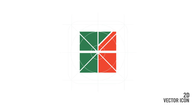 Abstract geometric icon with green and orange quadrants