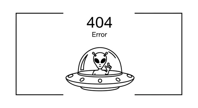Alien 404 Error Page Design with UFO and Space Invader