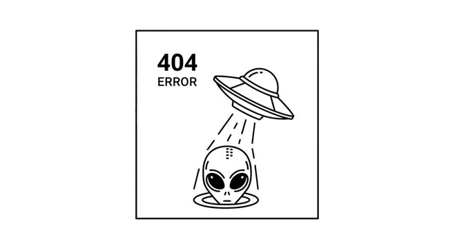 Alien Abduction 404 Error Page Icon: UFO Beam Zapping Extraterrestrial