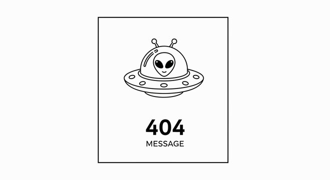 Alien UFO 404 Error Message Page Not Found Concept Illustration