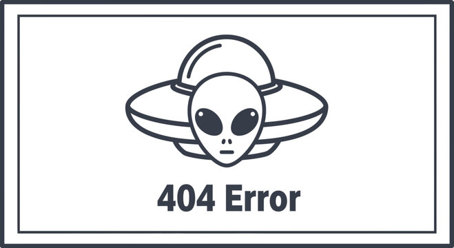 Alien UFO 404 Error Page Not Found Concept