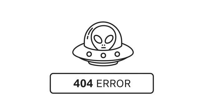 Alien UFO 404 Error Page Not Found Concept