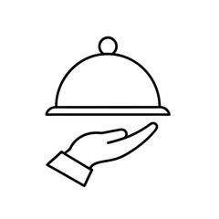 Fototapeta premium Serving Tray with Cloche Outline Icon