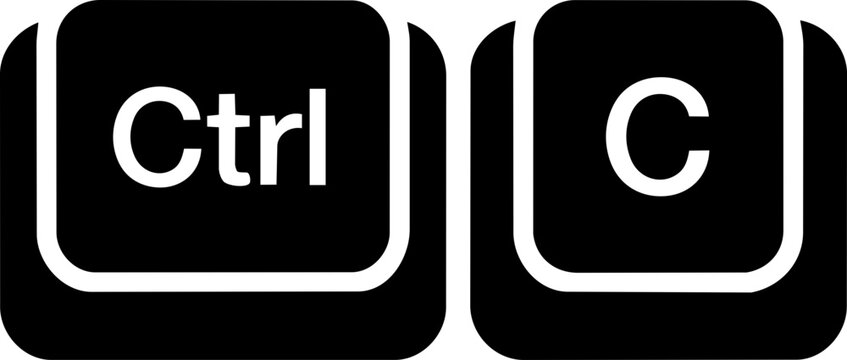 Copy Keyboard Shortcut Icon (Ctrl + C) Technical Graphic Illustration