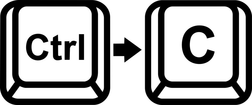 Copy Keyboard Shortcut Icon (Ctrl + C) Technical Graphic Illustration