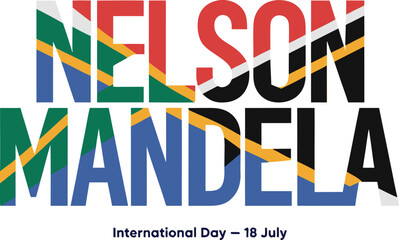 Fototapeta premium Colorful Mandela Day Awareness Banner with Brush Stroke Typography and Date