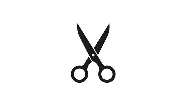 A pair of black scissors on a white background