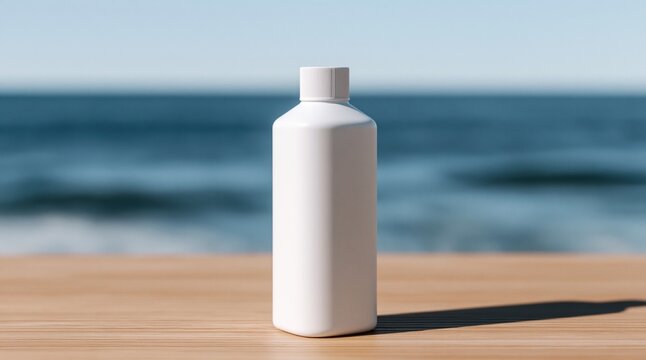 Bottle mockup of white plastic cosmetic container for natural skincare packaging