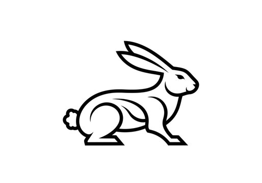 Stylized rabbit outline logo design for branding and identity