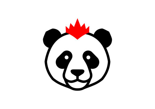 Stylized panda face logo with red punk mohawk hair