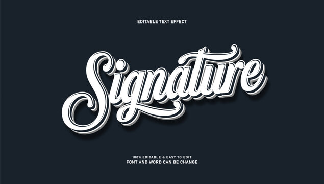 Elegant White Calligraphy Signature Text Effect with 3D Shadow Style