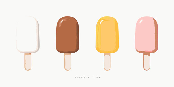 Popsicles a set of four colorful ice cream bars illustration