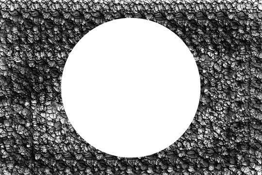 transparent Circle Frame on Dark Cracked Texture Background with Copy Space