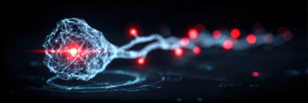 The vast neural network runs a precise algorithm where the artificial intelligence extracts a machine learning model datum from the infinite stream of golden light.