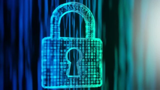 Digital padlock with binary code background