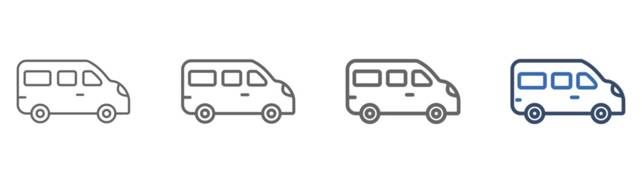 
outline icon set shuttle with transportation design
