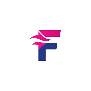 A stylized letter F with pink and blue