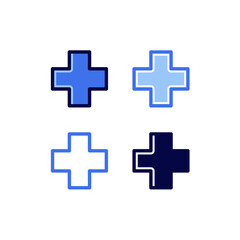 Fototapeta premium Medical Cross Icon Vector, Healthcare Plus Symbol Line Flat Outline