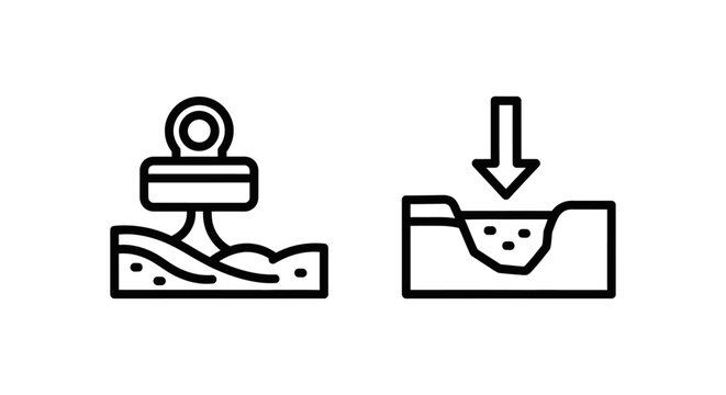 Stamp for sealing soil sample and digging icon with agriculture construction analysis research exploration equipment inspection document measurement particles moisture material