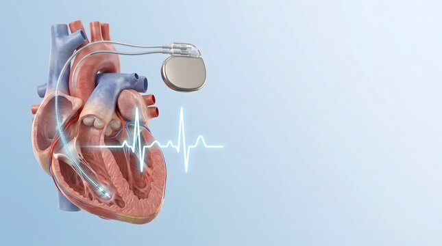 Cardiac Pacemaker Implant Concept with Human Heart Anatomy