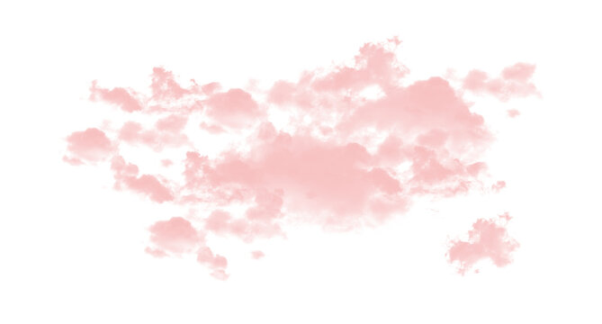 Soft pink clouds floating gently isolated on transparent background in the sky