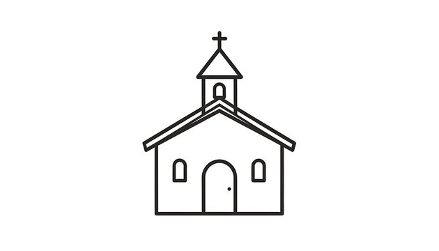 Minimalist line drawing of a small church building