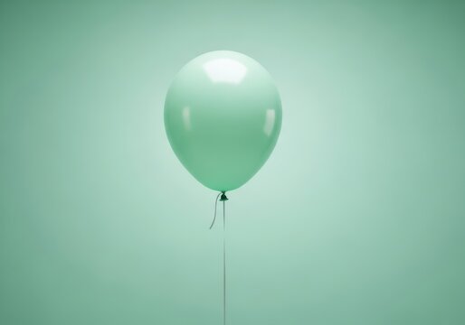 Single mint green balloon isolated on white background