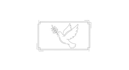 Obraz premium Dove of Peace with Olive Branch, Minimalist Line Art, Symbol of Hope and Serenity