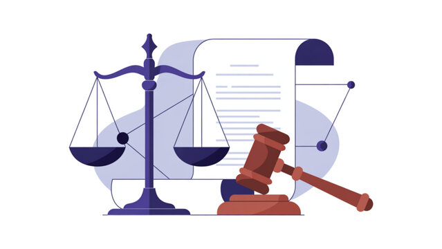 Justice and law illustration with gavel and balance scales Vector