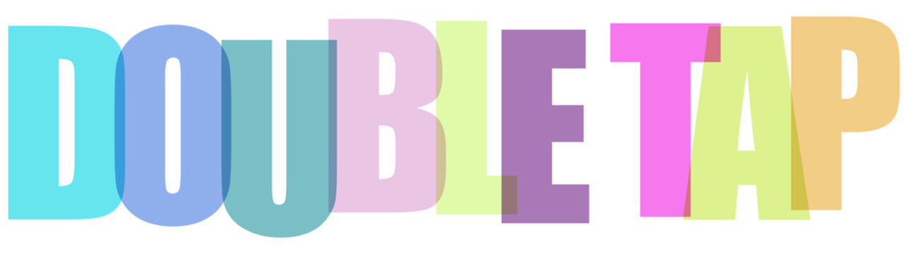 Colorful double tap text graphic design element