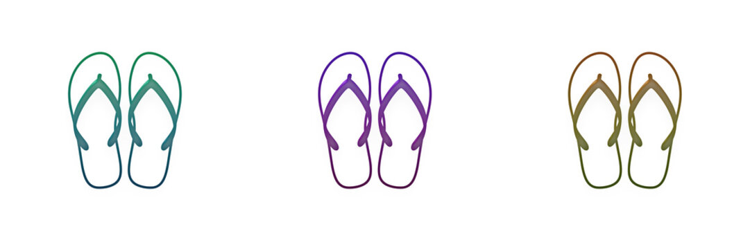Colorful summer flip flop sandals icons