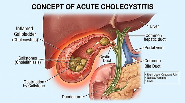 Acute cholecystitis gallstones in gallbladder medical