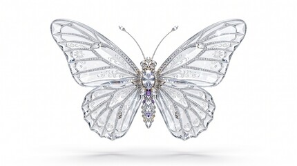 Fototapeta premium Exquisite diamond and amethyst butterfly brooch showcasing intricate craftsmanship and precious gemstones
