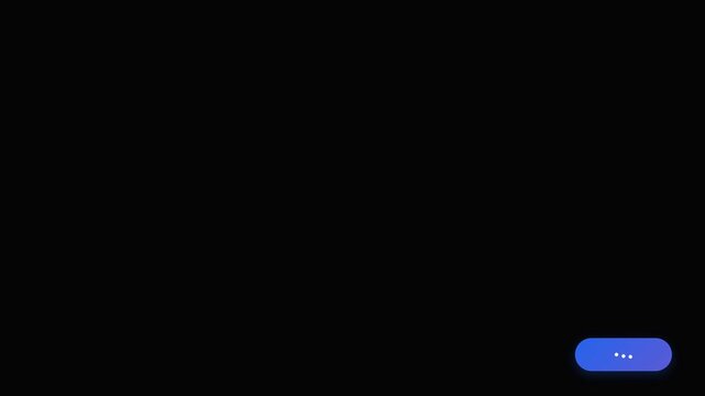 Animated blue chat bubble with ellipsis on dark background. 4K Video